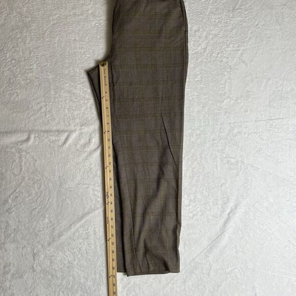 J. Jill Women's Check Pants Size M Tie Waist Beige Office Preppy Grandpacore - Picture 7 of 7